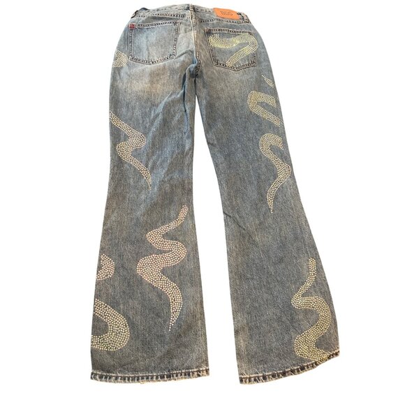 BDG Urban Outfitters 90s Bootcut Jeans Size 28 Rhinestone Embellished Denim - Picture 11 of 11